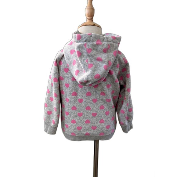 Girls Child Grey / Pink Springtime Hearts Hoodie Hoody Jacket Coat by H&M - Picture 4 of 6